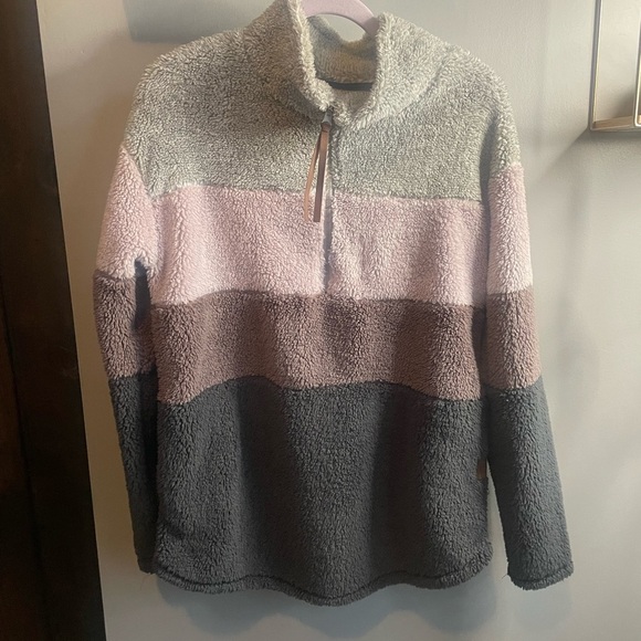 Striped Sherpa Pullover - Picture 1 of 3